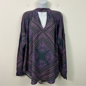 Free People Walking On A Dream Tunic Blouse Purple Turquoise Boho Top Small